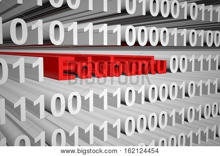 Edubuntu in the form of binary code, 3D illustration