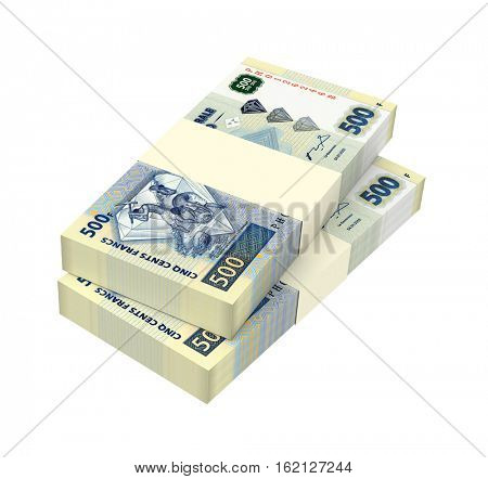 Congolese francs isolated on white background. 3D illustration.