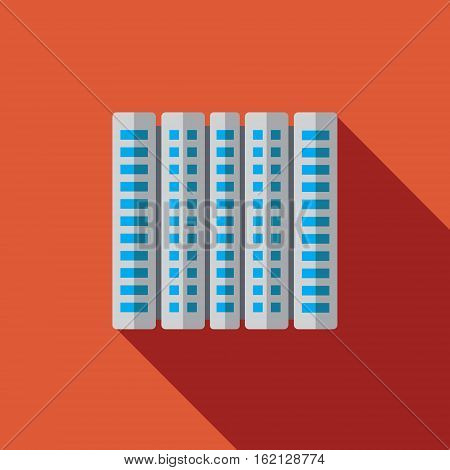 Vector icon or illustration showing real estate business with office building in flat design style with long shadow