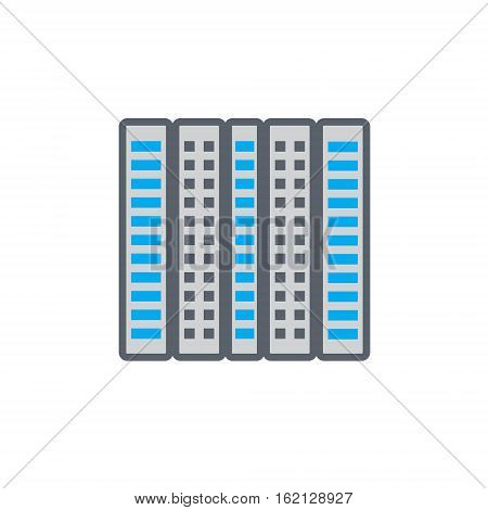 Vector icon or illustration showing real estate business with office building in outline style