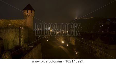 The tower of castle of Budapest and the hill