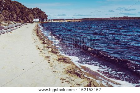 Coalmine Beach Walpole Australia . vintage toning filter add .