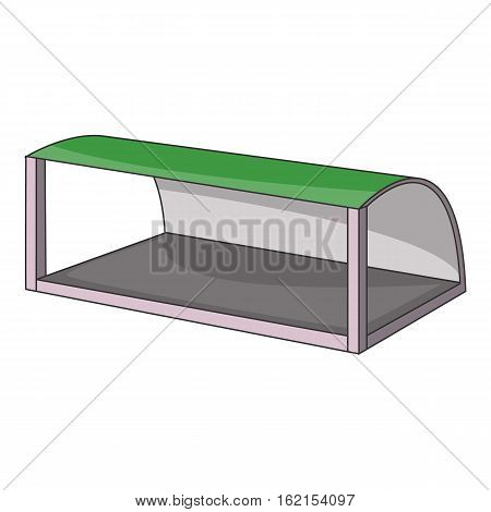 Pavilion for the train station or bus stop icon. Cartoon illustration of pavilion for the train station or bus stop vector icon for web