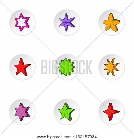 Five-pointed star icons set. Cartoon illustration of 9 five-pointed star vector icons for web