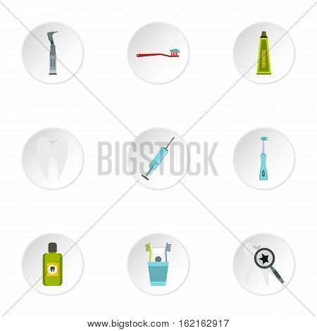 Dental clinic icons set. Flat illustration of 9 dental clinic vector icons for web