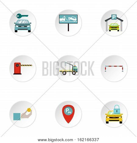 Valet parking icons set. Flat illustration of 9 valet parking vector icons for web