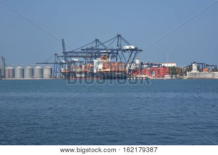Import ship in the port of veracruz mexico