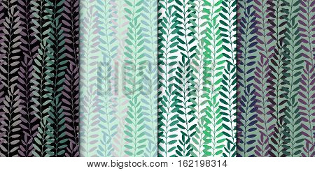 Background of leaves. Vector pattern. Vector texture with hand drawn leaves and plants.