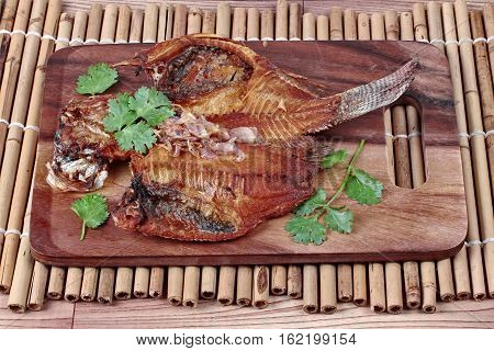 Ready Served Deep Fried Fish ,nile Tiapia, On Butcher Served.