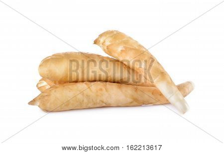 raw arrow-root or maranta on white background