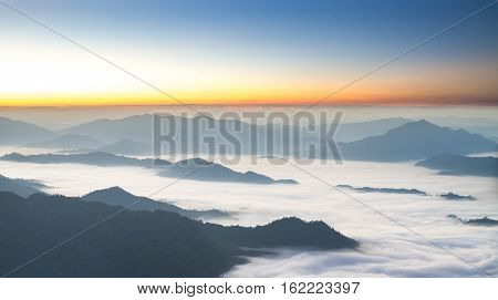 Morning Sunrise With Fog