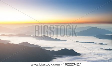 Morning Sunrise With Fog