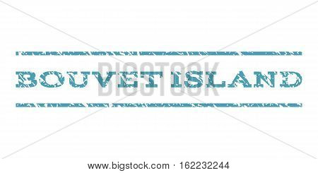 Bouvet Island watermark stamp. Text caption between horizontal parallel lines with grunge design style. Rubber seal stamp with scratched texture. Vector cyan color ink imprint on a white background.