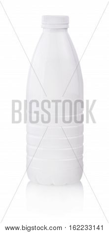 White plastic yogurt milk bottle with lid isolated on white background. Packaging template mockup collection. With clipping Path included.