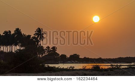 Sunset in Kalpitiya lagoo in Sri Lanka