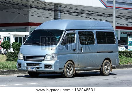 CHIANG MAI THAILAND - OCTOBER 30 2016: Private Nissan Urvan Van car. Photo at road no.121 about 8 km from downtown Chiangmai thailand.