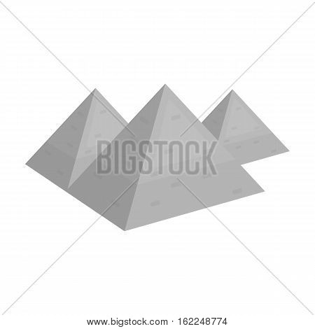Egyptian pyramids icon in monochrome style isolated on white background. Ancient Egypt symbol vector illustration.