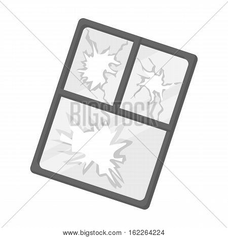 Broken window icon in monochrome style isolated on white background. Trash and garbage symbol vector illustration.