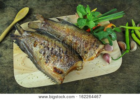grilled snakeskin fish, Asian food and cuisine