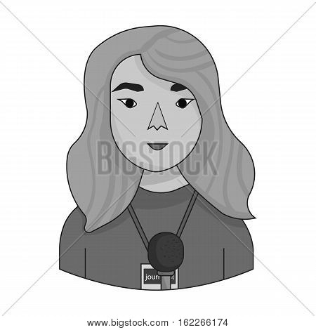 Television reporter icon in monochrome style isolated on white background. People of different profession symbol vector illustration.