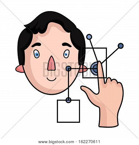 Man in the virtual reality icon in cartoon style isolated on white background. Virtual reality symbol vector illustration.