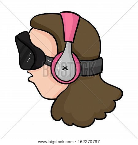 Player with virtual reality headcartoon icon in cartoon style isolated on white background. Virtual reality symbol stock vector illustration.