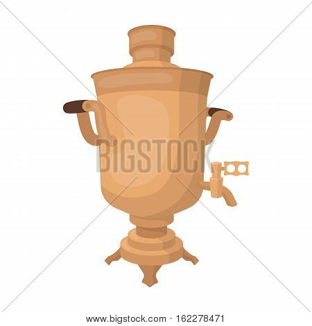 Samovar icon in cartoon design isolated on white background. Russian country symbol stock vector illustration.