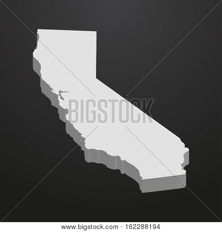 California State map in gray on a black background 3d