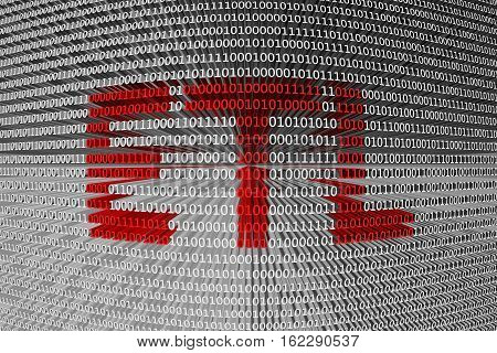 ETL in the form of binary code, 3D illustration