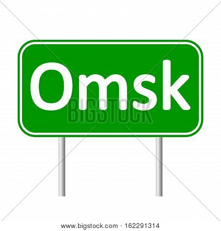 Omsk road sign isolated on white background.