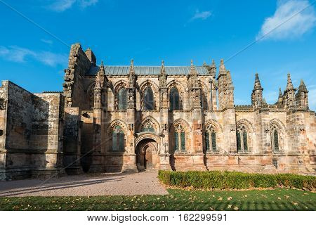 Rosslyn Chapel or the Collegiate Chapel of St Matthew a 15th-century chapel Scotland.