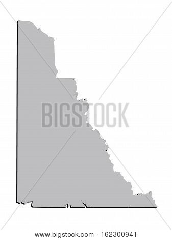 3D Stylised Vector Yukon Canada Territory Map Grey