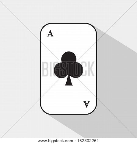 Poker Card. Ace Club. White Background To Be Easily Separable.