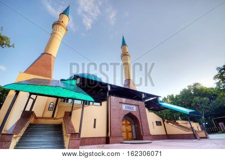 Beautiful sunset Mosque in Donetsk Ukraine. The Donetsk People's Republic (DPR or DNR)