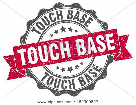 touch base. stamp. sign. seal. round. retro. ribbon