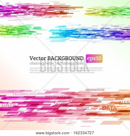 Abstract retro technology lines. Information transfer. Stream of information. Data transfer. Abstract techno background. Stock vector. eps 10