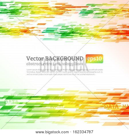 Abstract retro technology lines. Information transfer. Stream of information. Data transfer. Abstract techno background. Stock vector. eps 10