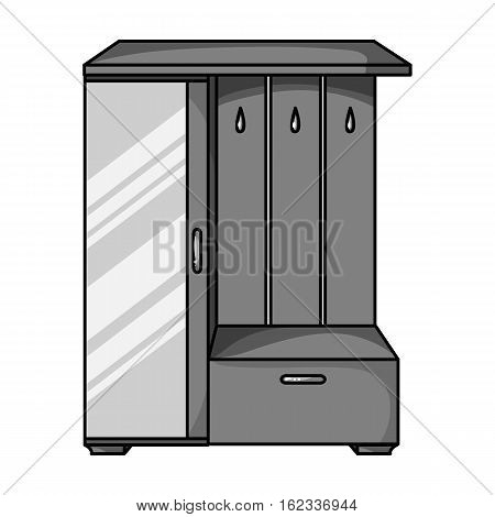 Vestibule wardrobe icon in monochrome style isolated on white background. Furniture and home interior symbol vector illustration.