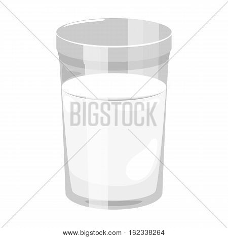 Glass of milk icon in monochrome style isolated on white background. Milk product and sweet symbol vector illustration.