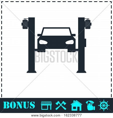 Car lifting icon flat. Simple vector symbol and bonus icon