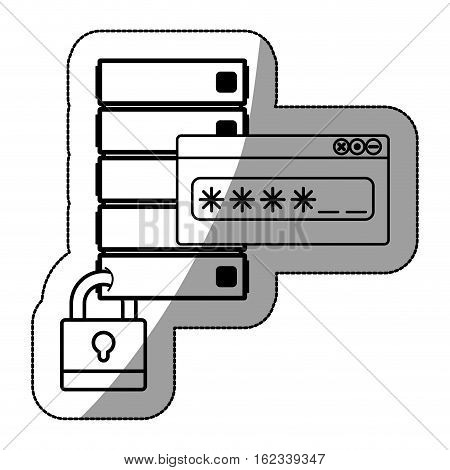 Web hosting and padlock icon. Data center base and security system theme. Isolated design. Vector illustration