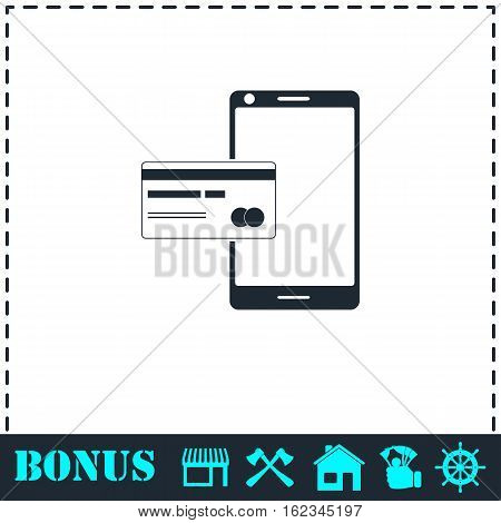 Mobile payment icon flat. Simple vector symbol and bonus icon