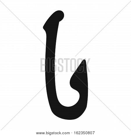 Bone fish hook icon in black style isolated on white background. Stone age symbol vector illustration.