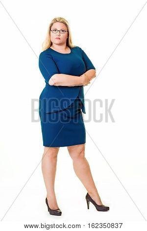 Beautiful Plus Sized Woman In Blue Dress