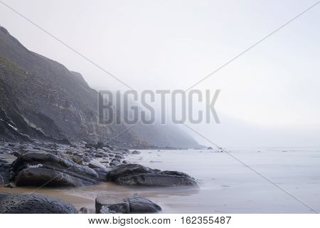 Serene Seascape In Barrika Beach, Spain.