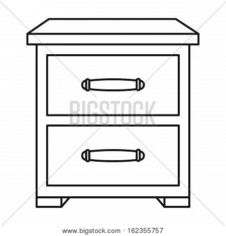 Bedside table icon in outline style isolated on white background. Furniture and home interior symbol vector illustration.