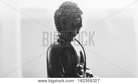 Decorative Buddha Statue, Buddha In The Background Of Incense, Shakyamuni Attained Enlightenment. Th