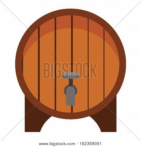 Wooden oak barrel isolated on white background. Beer old wood drink container vintage keg. Winery storage brewery fermentation dark vat aging vector.
