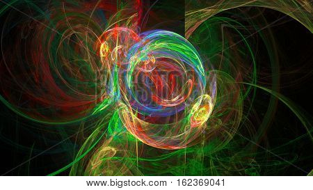 Colorful whirpool and curves abstract background 3D