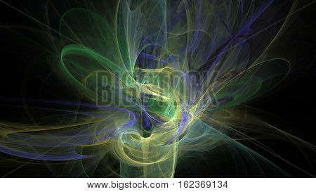 Colorful curves and waves abstract background 3D